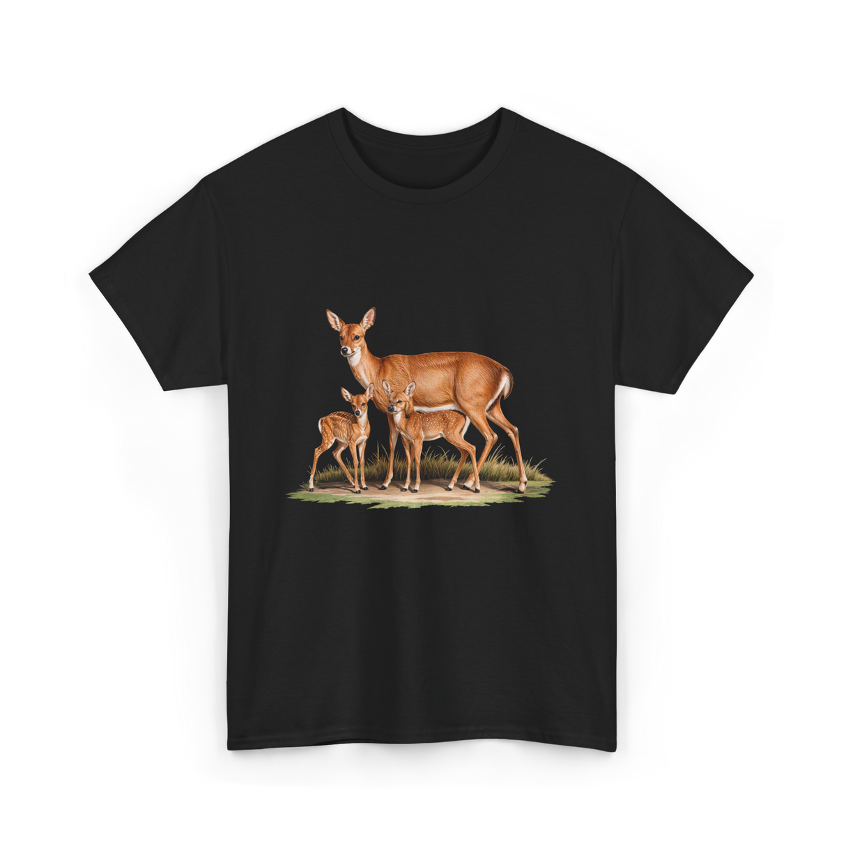 Whitetail Deer Doe Wildlife Art T-Shirt - Black