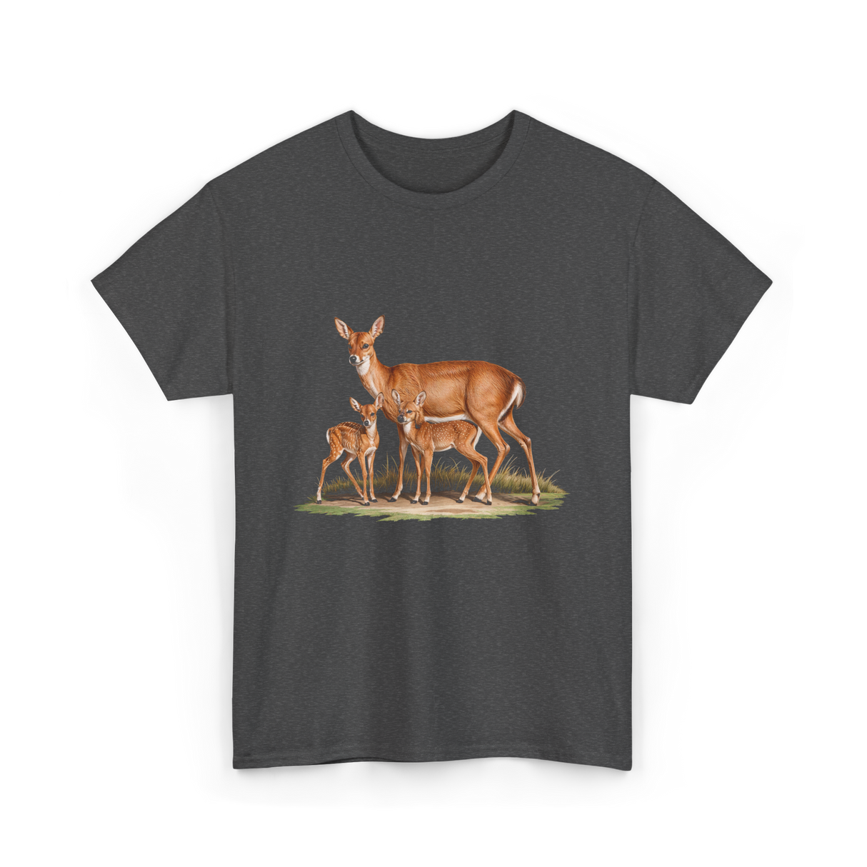 Whitetail Deer Doe Wildlife Art T-Shirt - Dark Heather