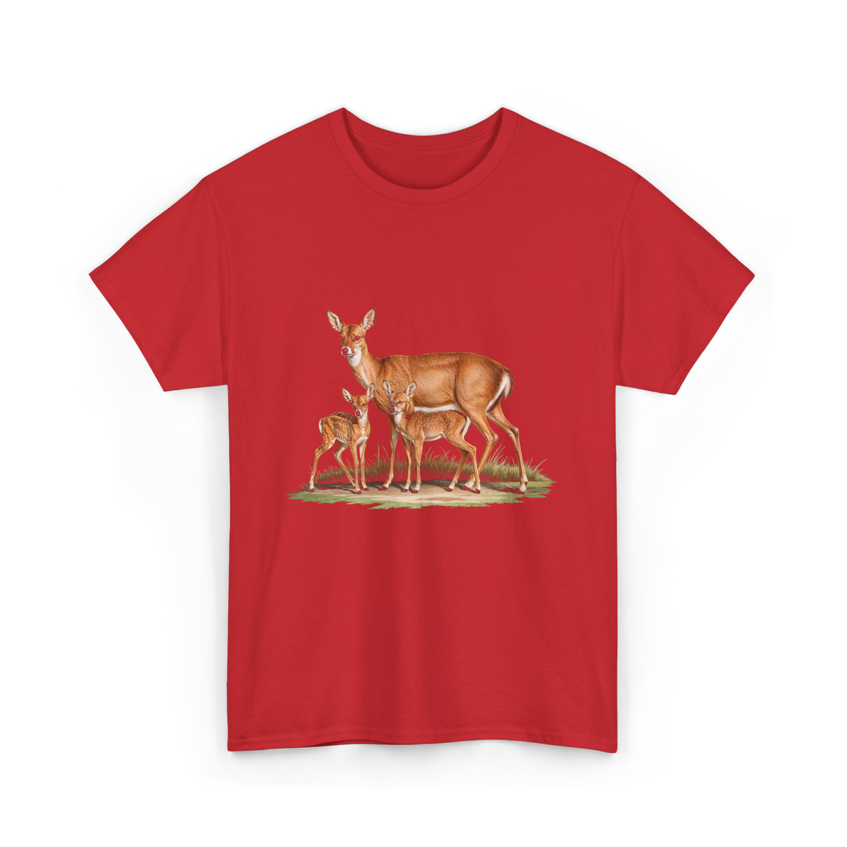 Whitetail Deer Doe Wildlife Art T-Shirt - Red
