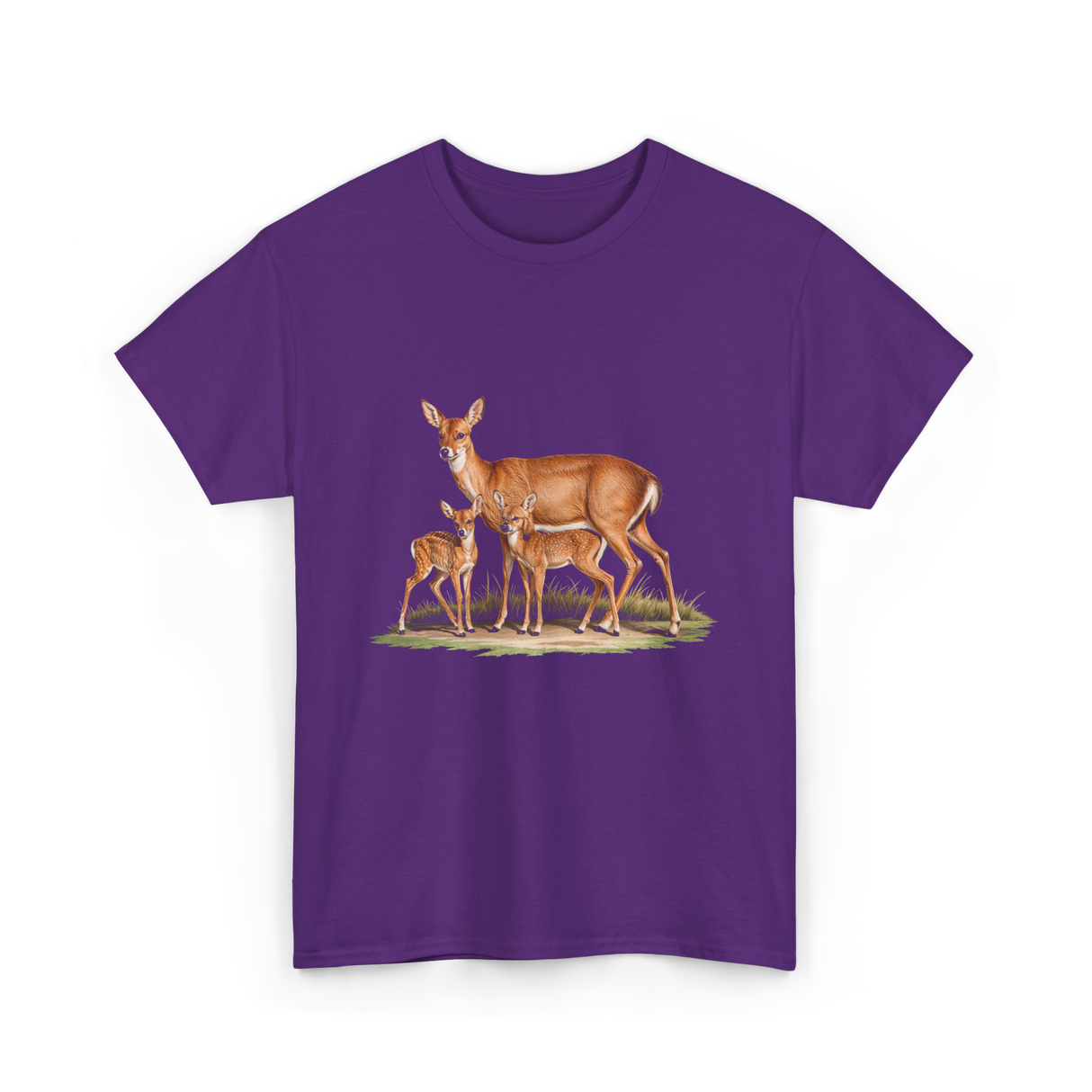 Whitetail Deer Doe Wildlife Art T-Shirt - Purple