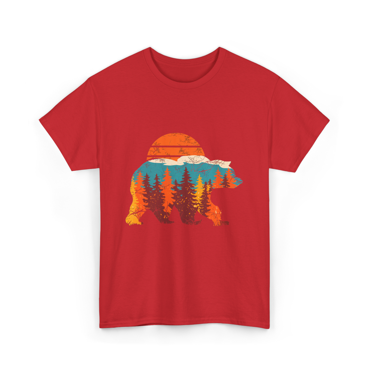 Wild Bear Sunset Nature T-Shirt - Red