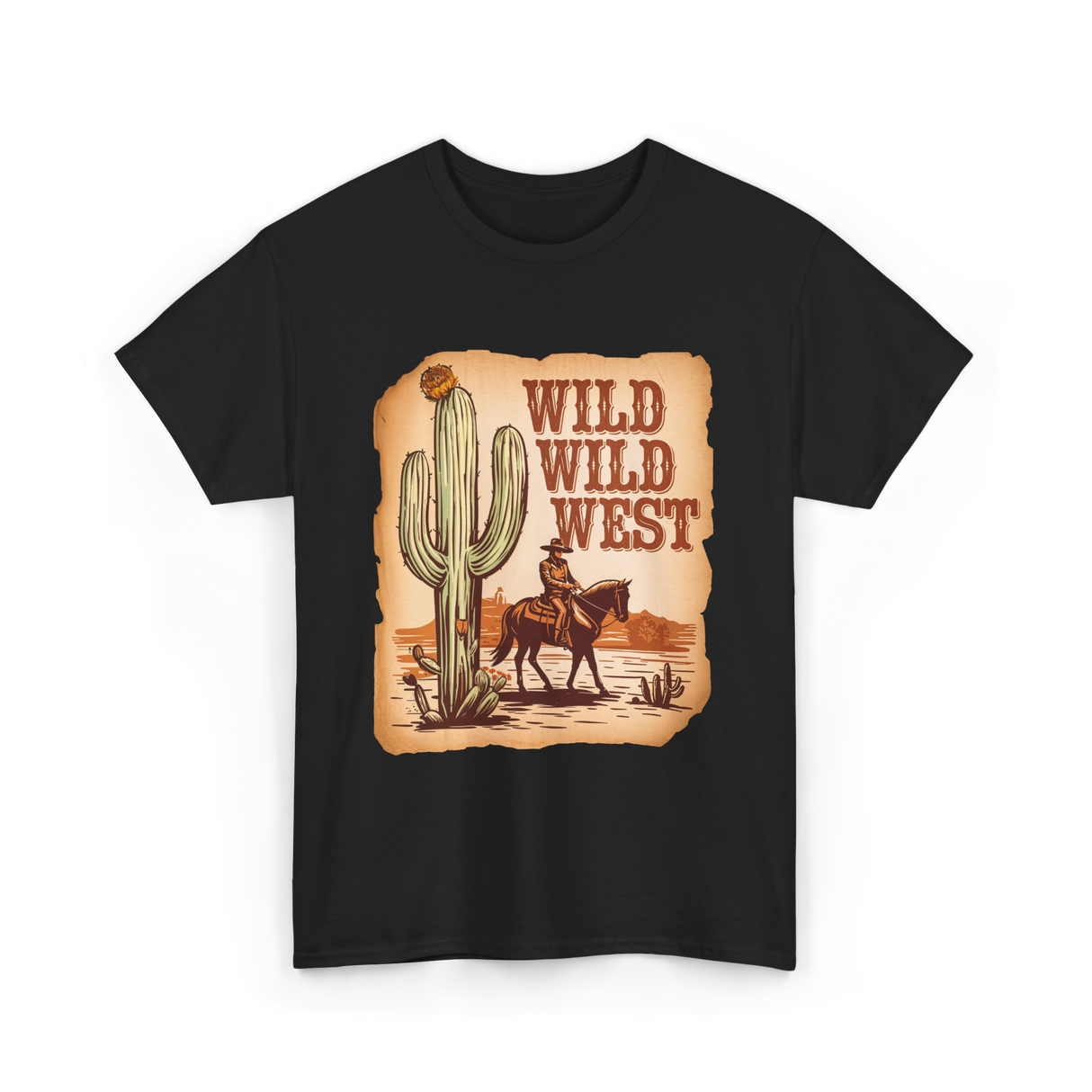 Wild Wild West Western Cowboy T-Shirt - Black