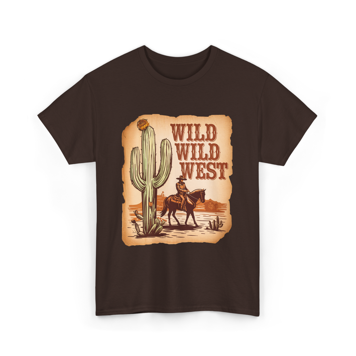 Wild Wild West Western Cowboy T-Shirt - Dark Chocolate
