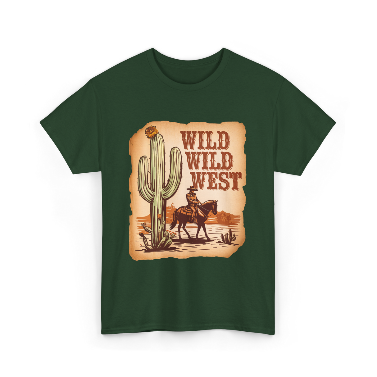 Wild Wild West Western Cowboy T-Shirt - Forest Green