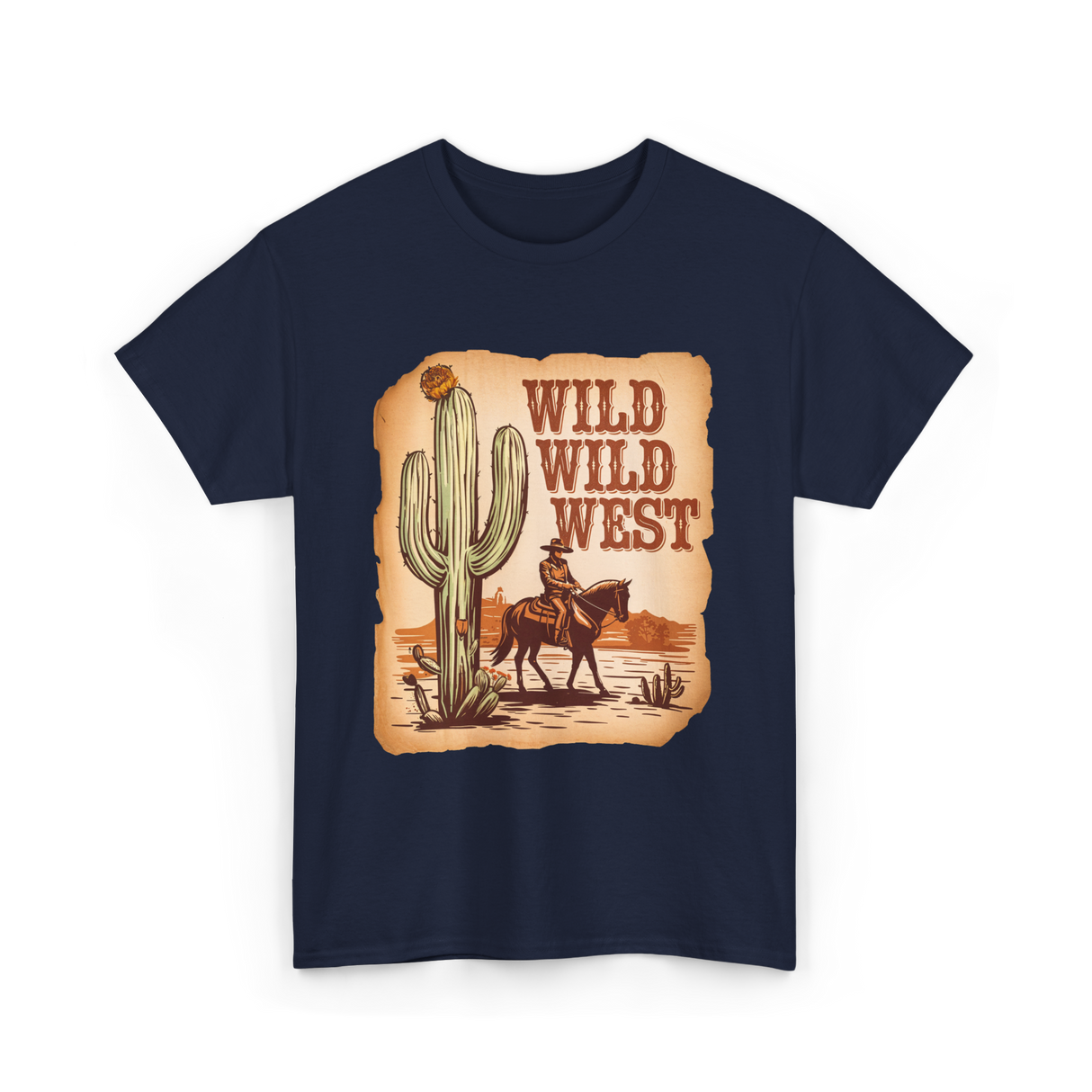 Wild Wild West Western Cowboy T-Shirt - Navy