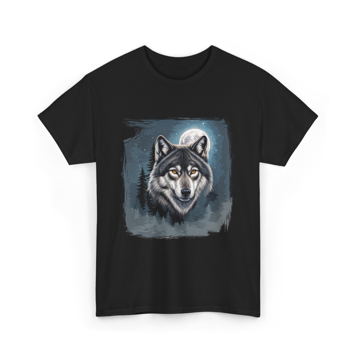 Wolf Icy Moon Wilderness T-Shirt - Black