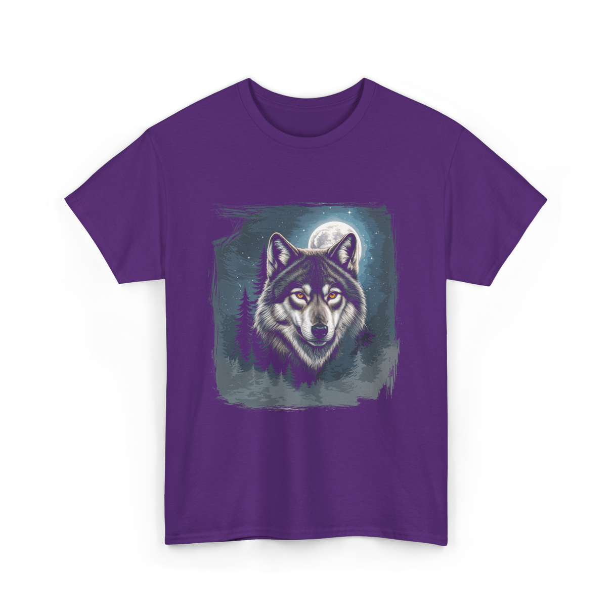 Wolf Icy Moon Wilderness T-Shirt - Purple