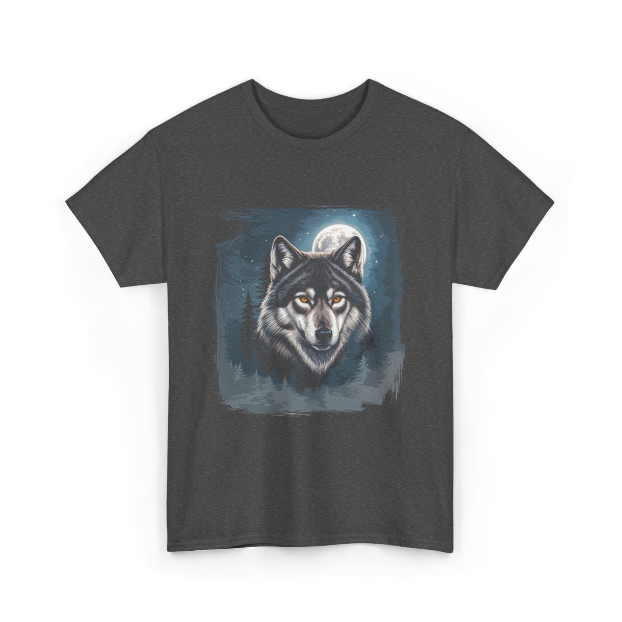 Wolf Icy Moon Wilderness T-Shirt - Dark Heather