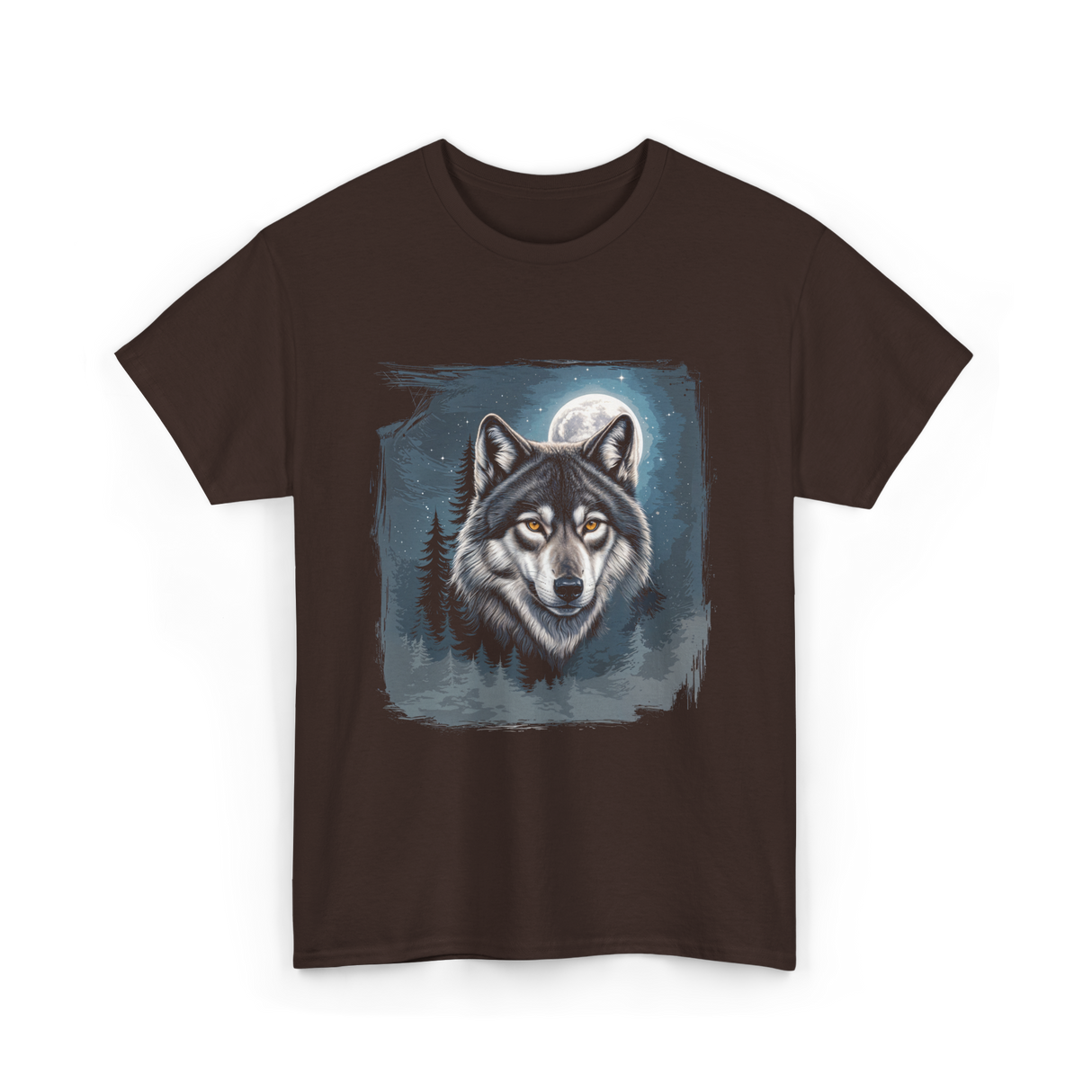Wolf Icy Moon Wilderness T-Shirt - Dark Chocolate