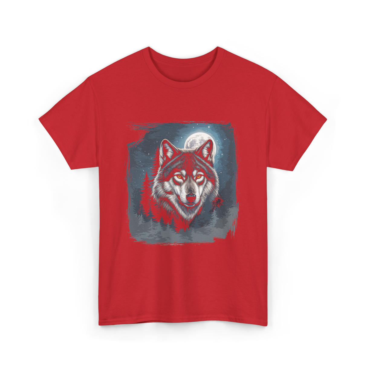 Wolf Icy Moon Wilderness T-Shirt - Red