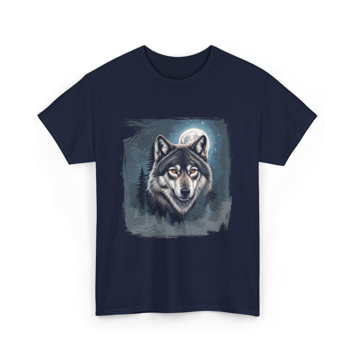 Wolf Icy Moon Wilderness T-Shirt - Navy