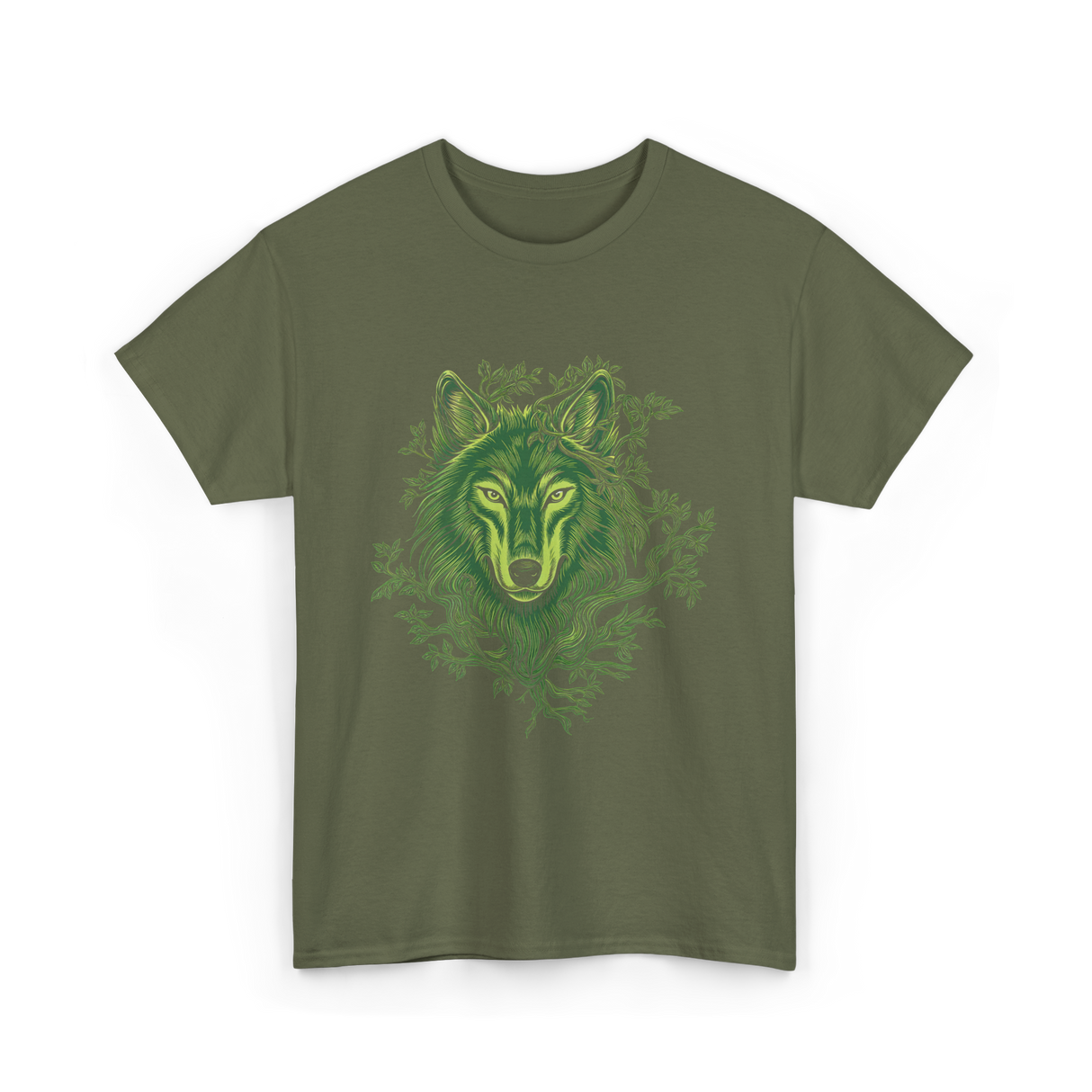 Wolf Wildlife Lover Predator T-Shirt - Military Green