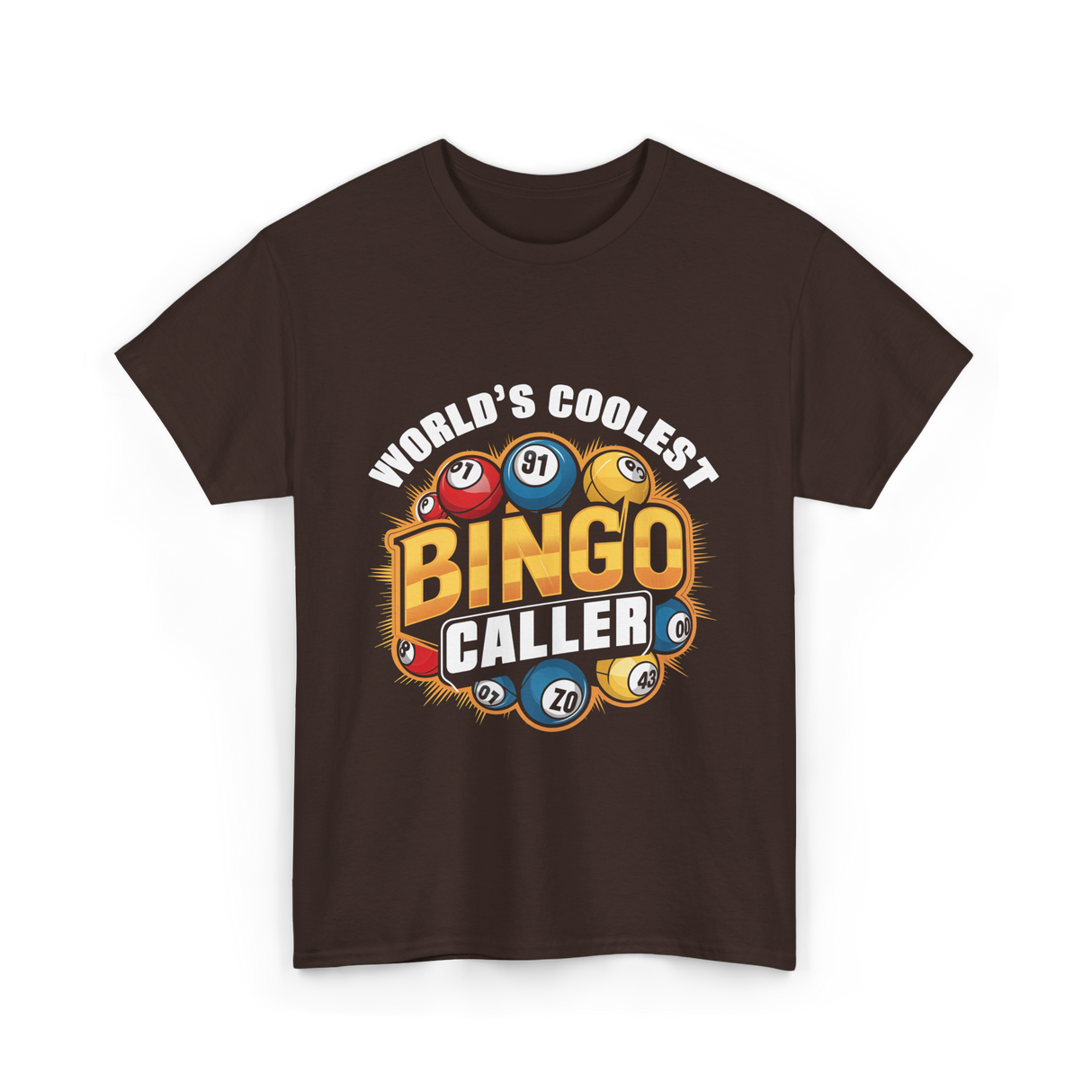 World's Coolest Bingo Caller Bingo T-Shirt - Dark Chocolate
