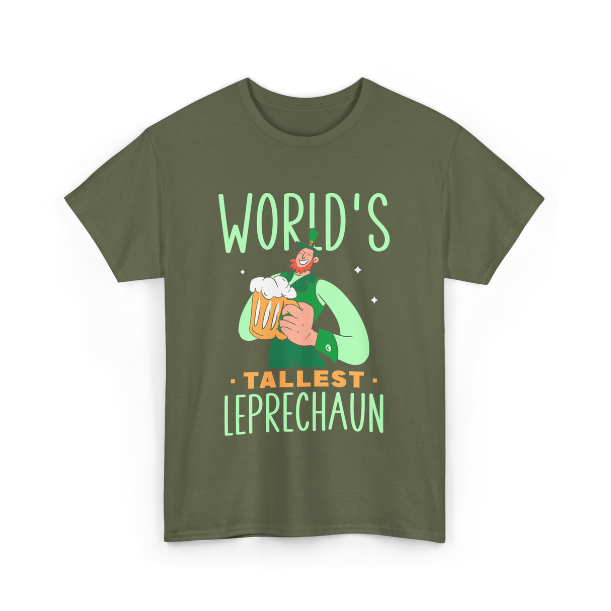 World's Tallest Leprechaun Irish T-Shirt - Military Green