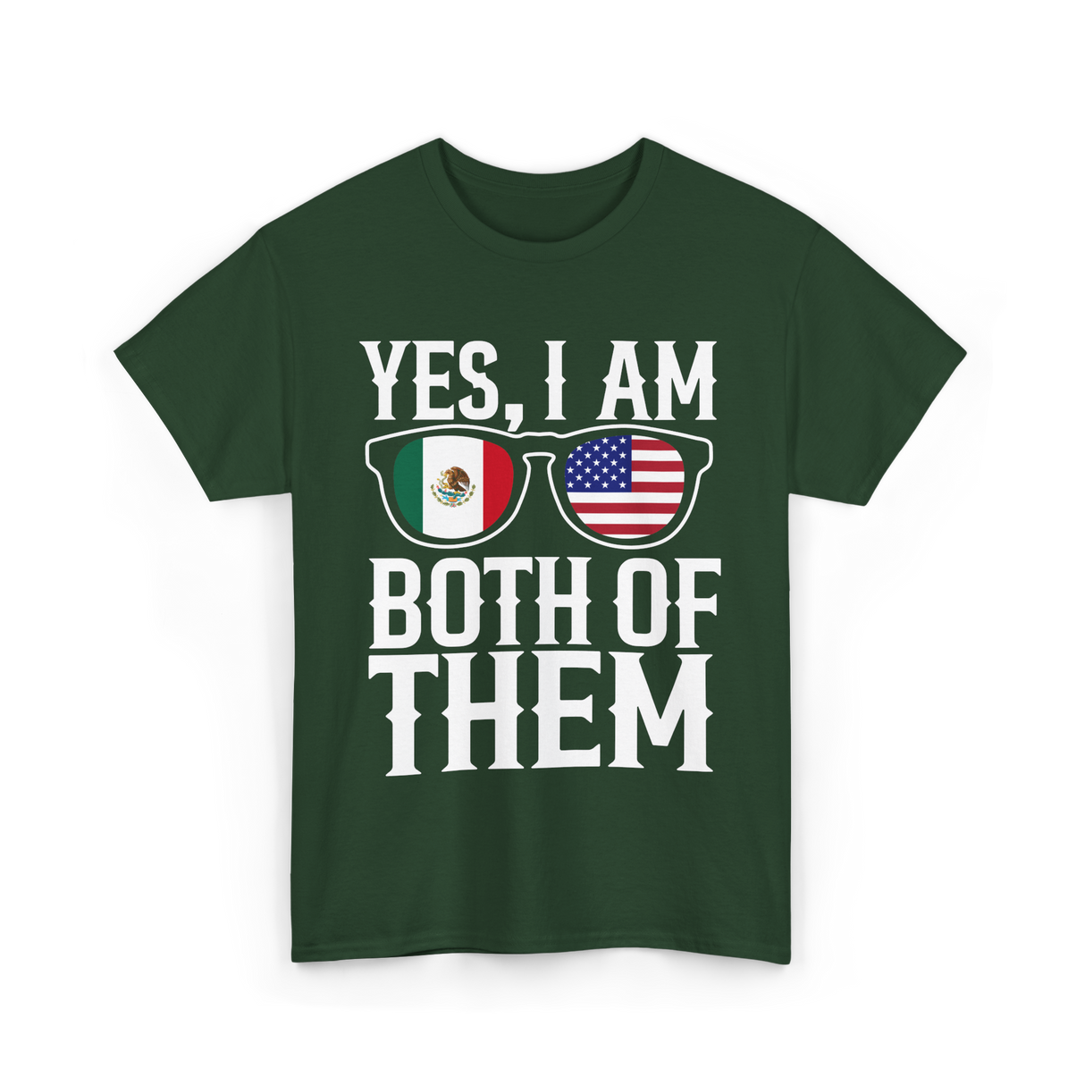 Yes Both Of Them America T-Shirt - Forest Green