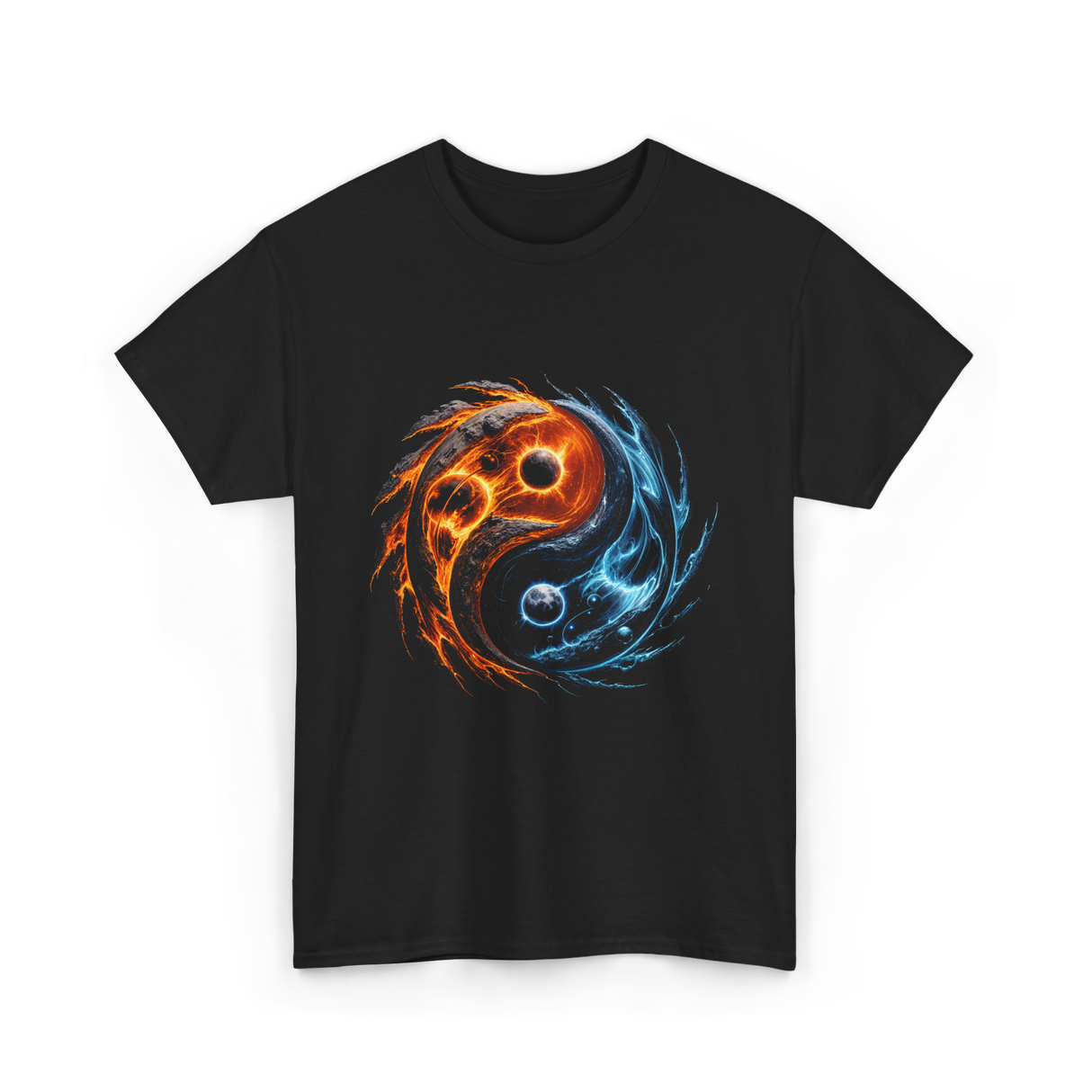 Yin Yang Cosmic Energy Meditation T-Shirt - Black