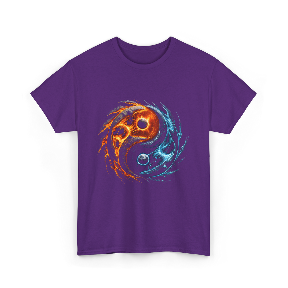 Yin Yang Cosmic Energy Meditation T-Shirt - Purple