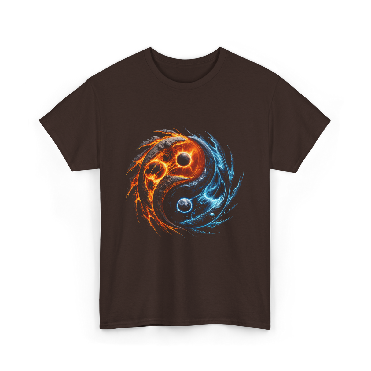 Yin Yang Cosmic Energy Meditation T-Shirt - Dark Chocolate