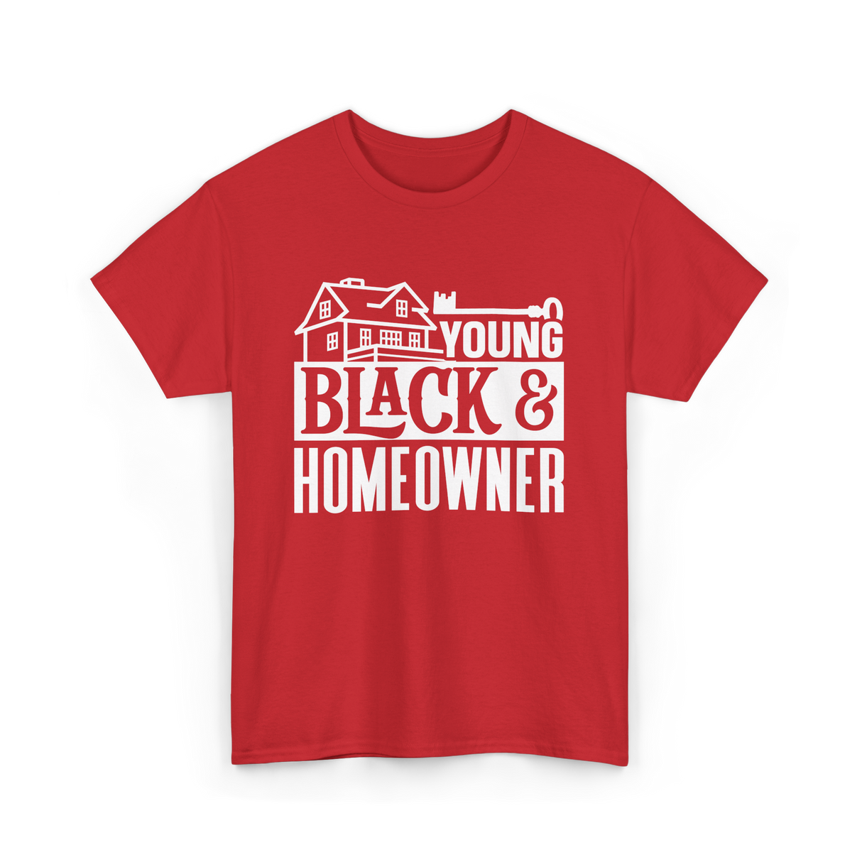 Young Black Homeowner House T-Shirt - Red
