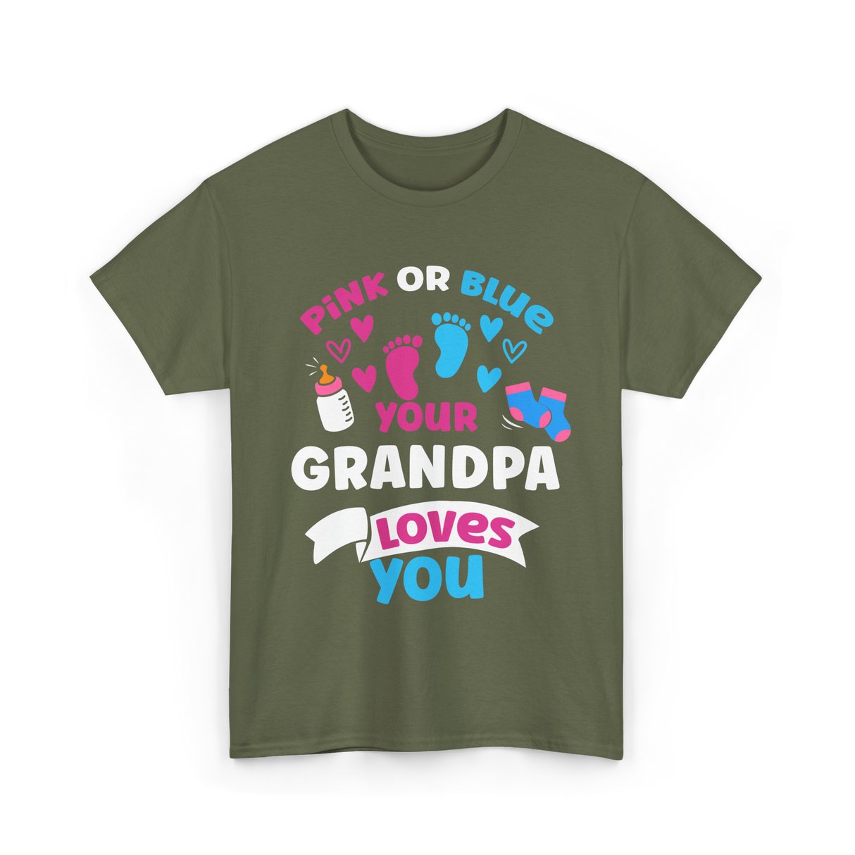 Your Grandpa Loves You Gender Reveal T-Shirt - Military Green