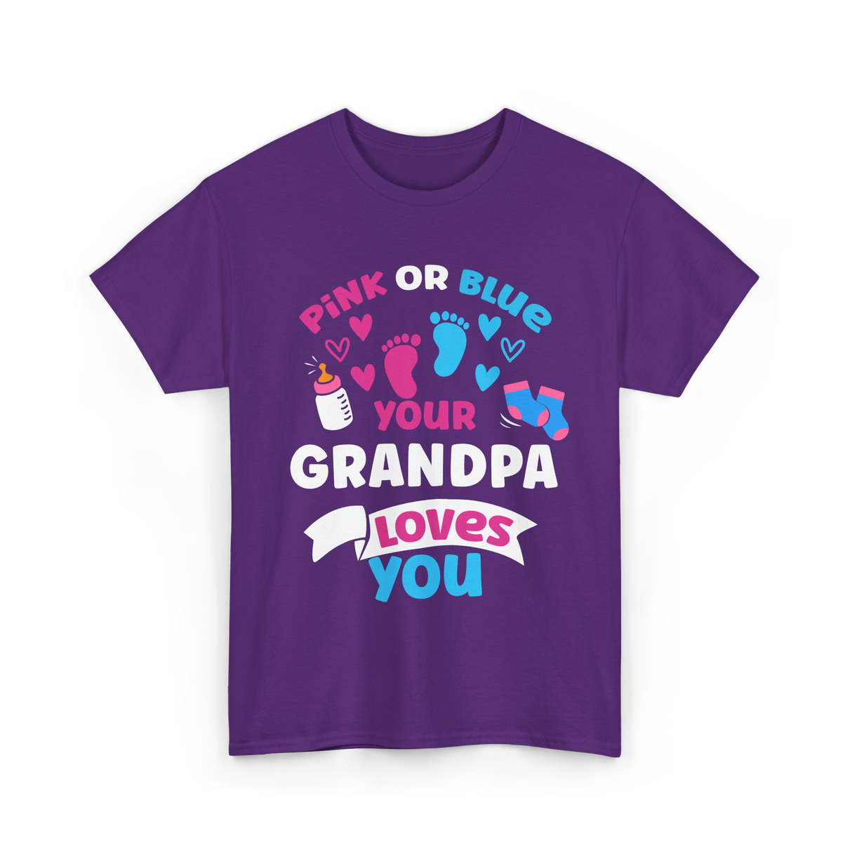 Your Grandpa Loves You Gender Reveal T-Shirt - Purple