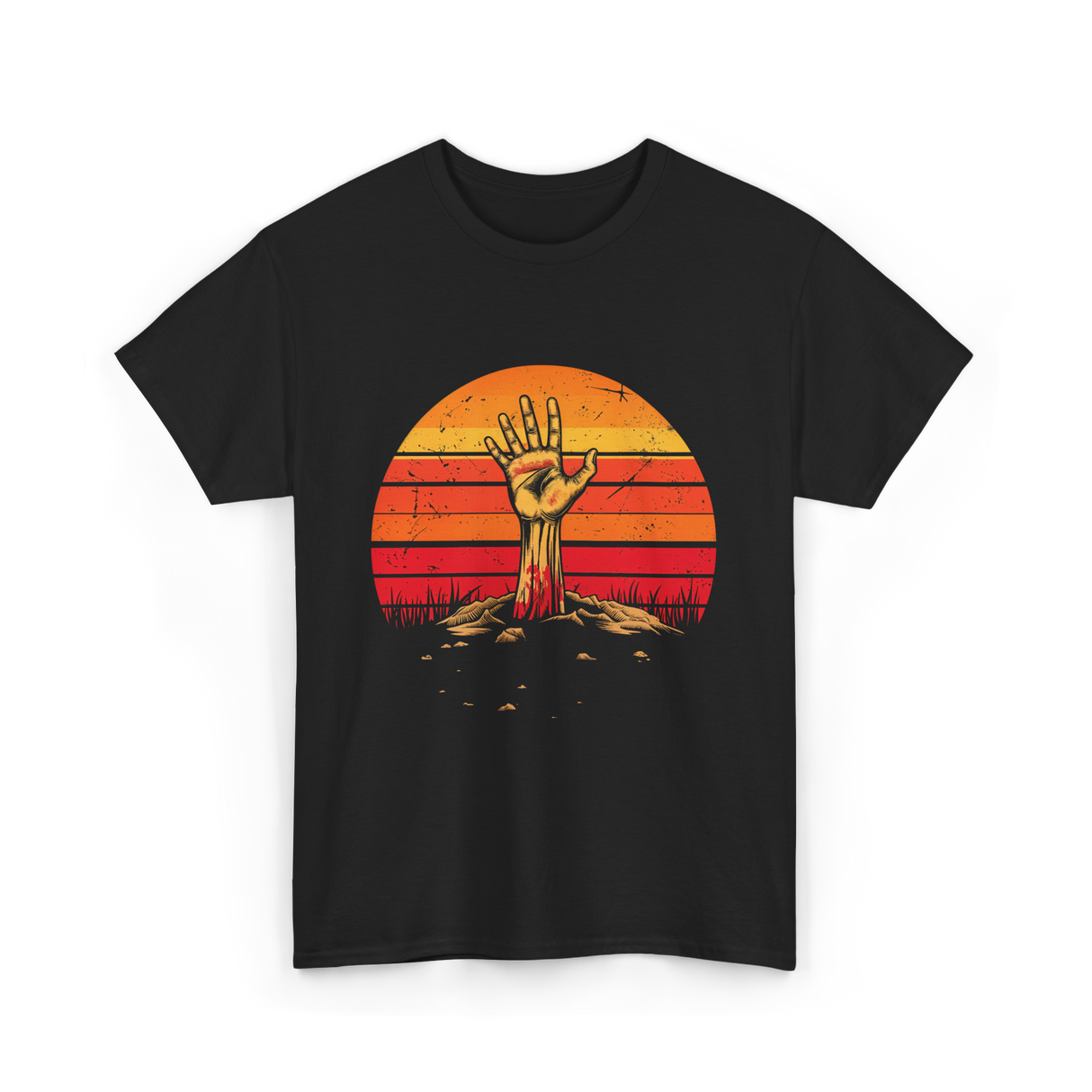 Zombie Hand Vintage Halloween Horror T-Shirt - Black