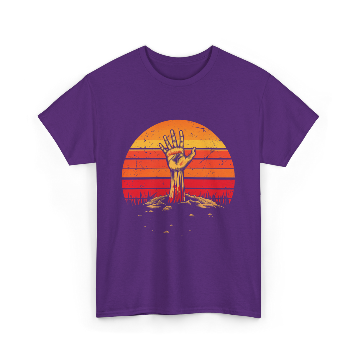 Zombie Hand Vintage Halloween Horror T-Shirt - Purple