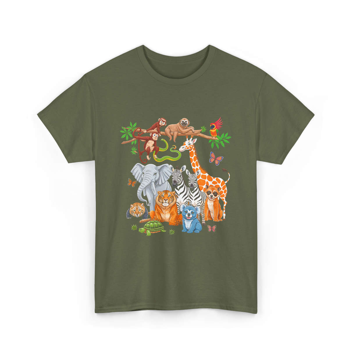 Zoo Animals Wildlife Animals T-Shirt - Military Green