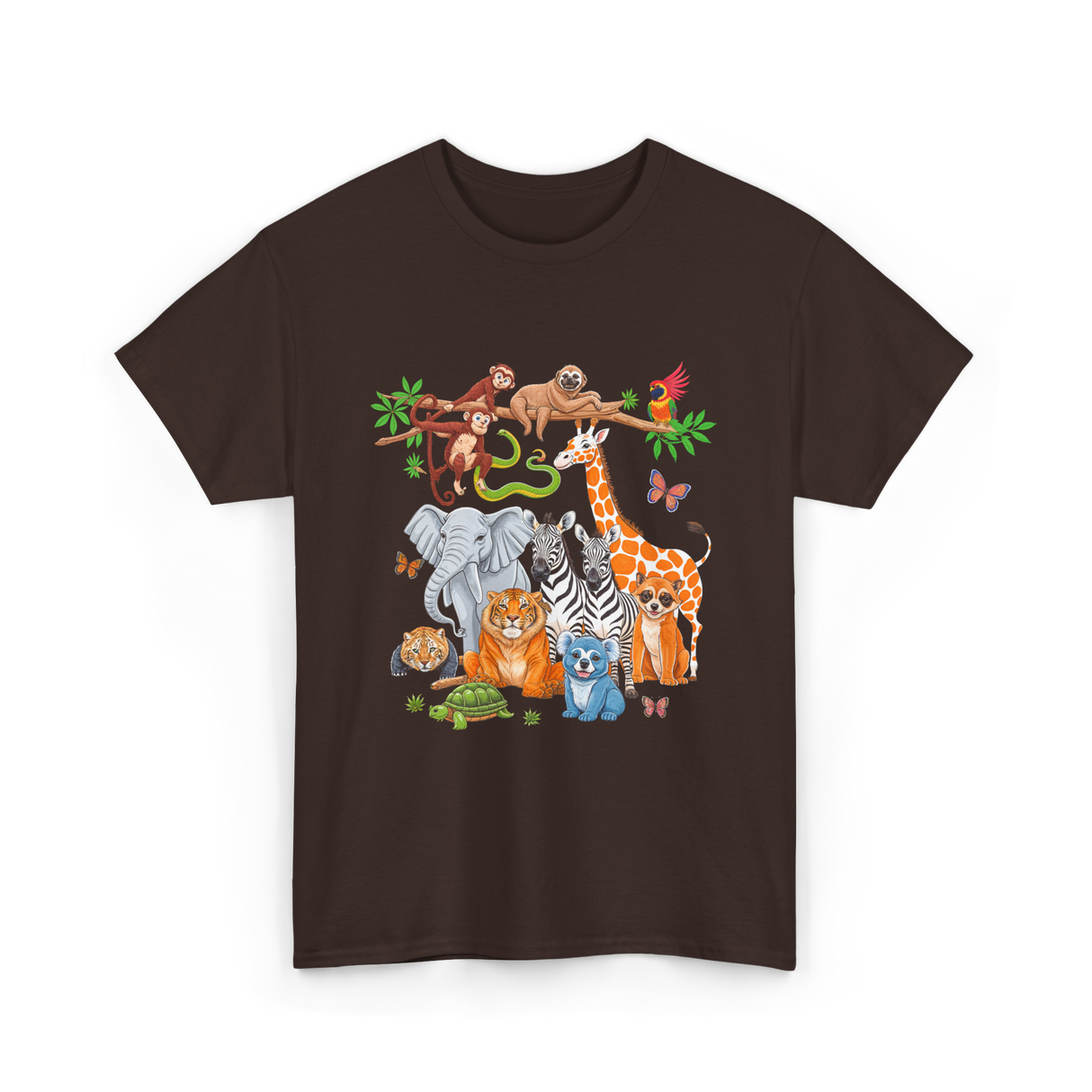Zoo Animals Wildlife Animals T-Shirt - Dark Chocolate