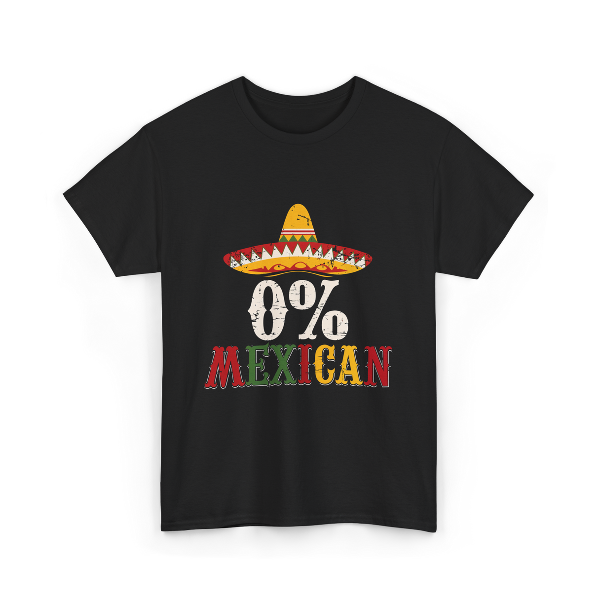 0% Mexican Sombrero Fiesta T-Shirt - Black