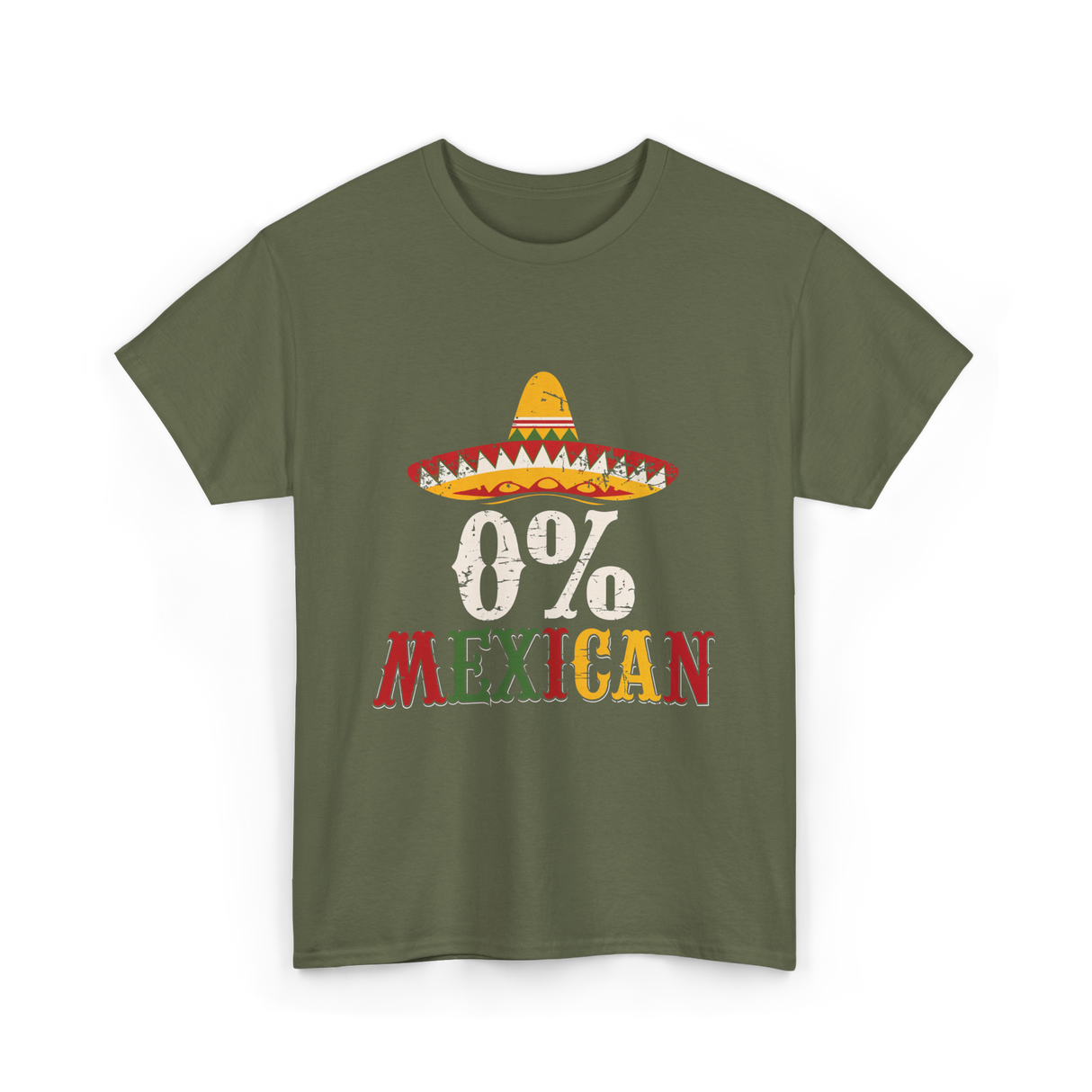 0% Mexican Sombrero Fiesta T-Shirt - Military Green