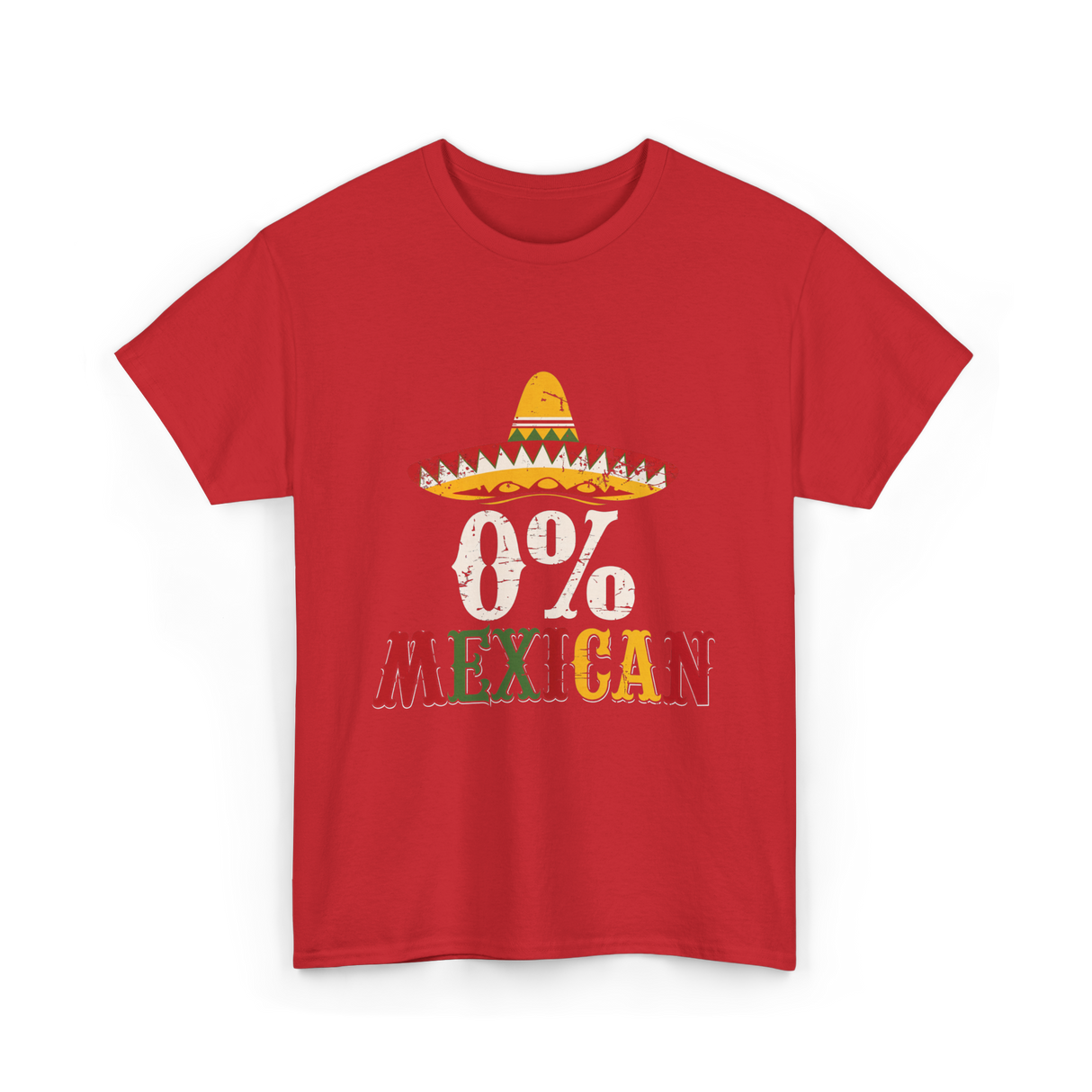 0% Mexican Sombrero Fiesta T-Shirt - Red