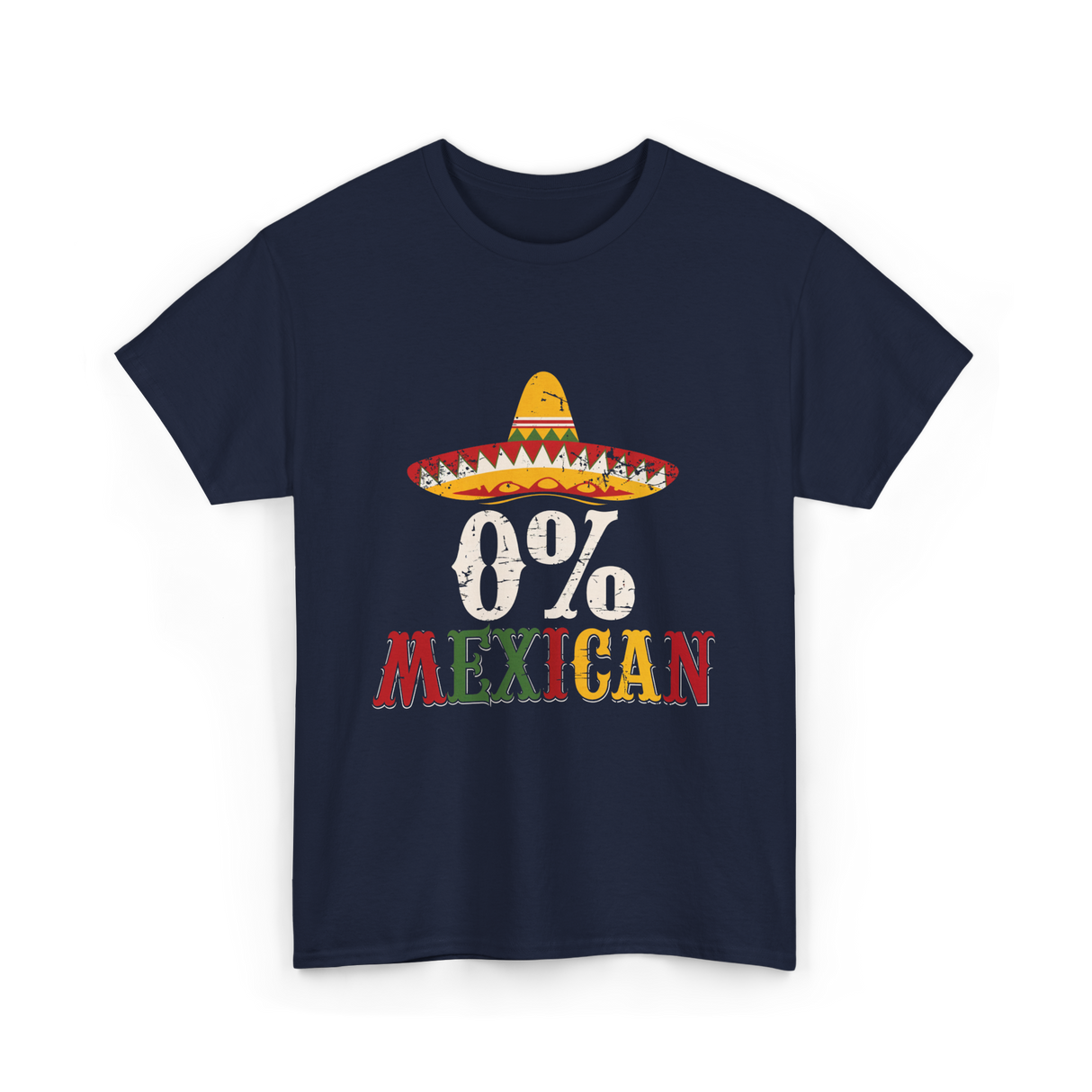 0% Mexican Sombrero Fiesta T-Shirt - Navy