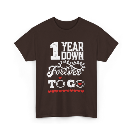 1 Year Down Anniversary T-Shirt - Dark Chocolate