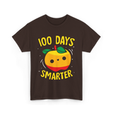 100 Days Smarter Kids Education Learning T-Shirt - Dark Chocolate