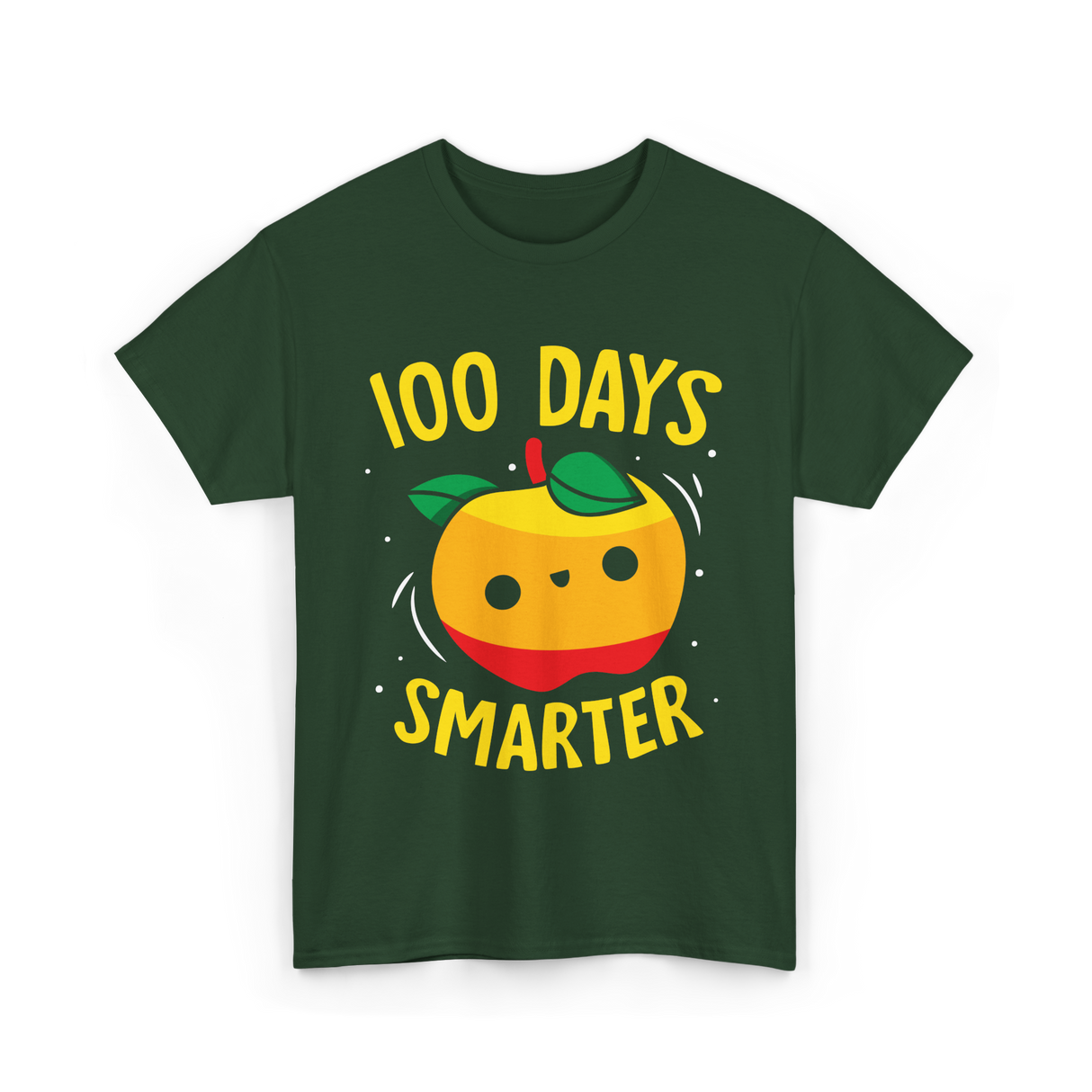 100 Days Smarter Kids Education Learning T-Shirt - Forest Green