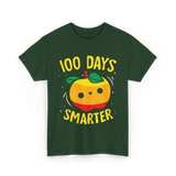 100 Days Smarter Kids Education Learning T-Shirt - Forest Green