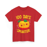 100 Days Smarter Kids Education Learning T-Shirt - Red