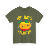 100 Days Smarter Kids Education Learning T-Shirt - Military Green