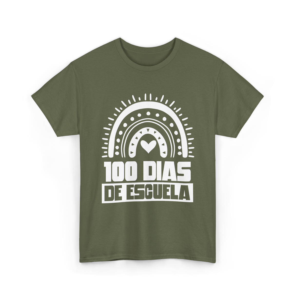 100 Dias De Escuela Kids Education T-Shirt - Military Green