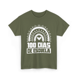 100 Dias De Escuela Kids Education T-Shirt - Military Green