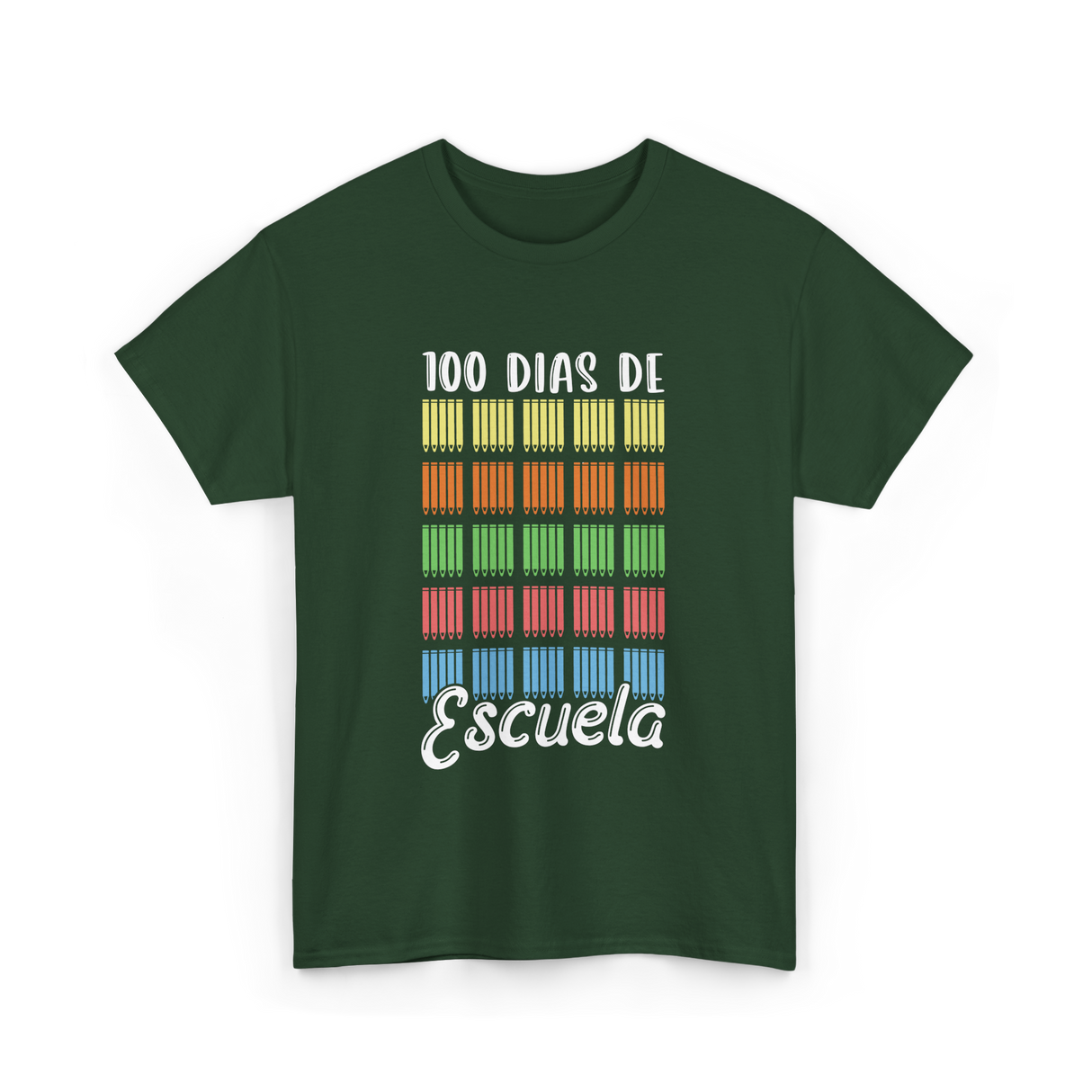 100 Dias De Escuela School Kids T-Shirt - Forest Green