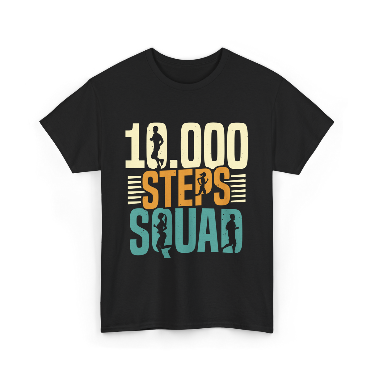 10000 Steps Squad Exercise Fitness T-Shirt - Black