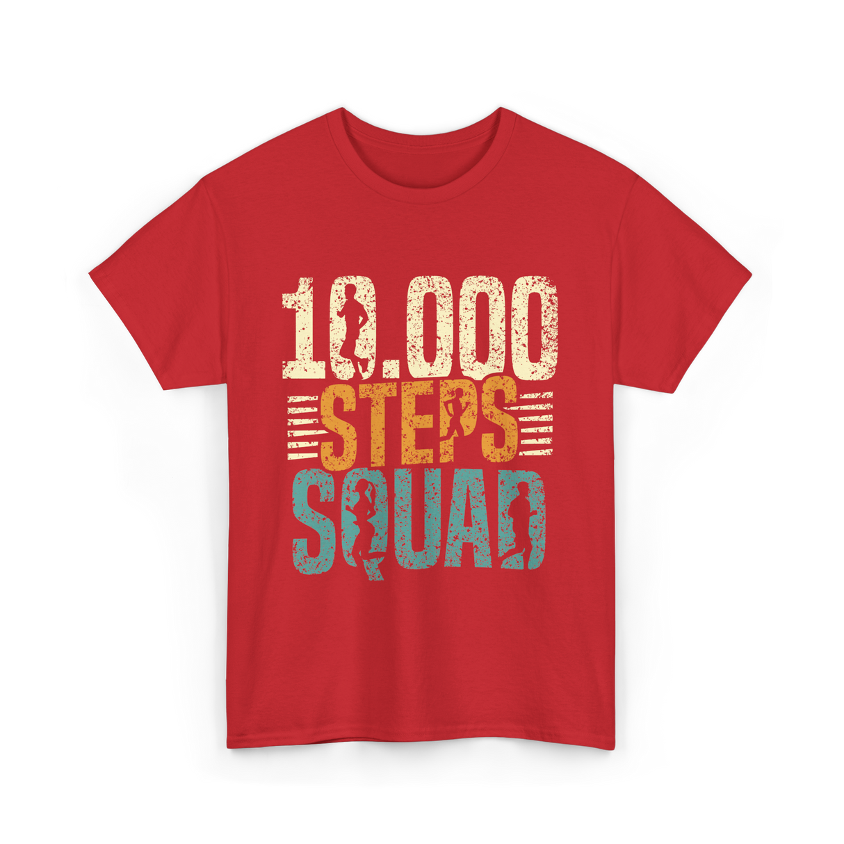 10,000 Steps Squad Exercise Fitness T-Shirt - Red