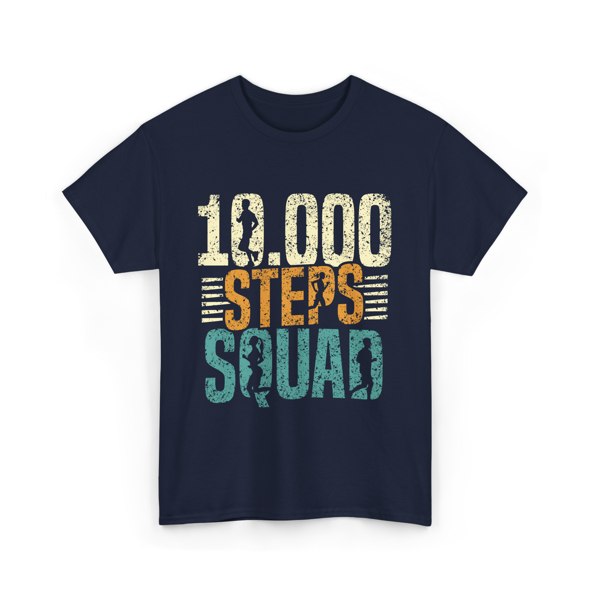 10,000 Steps Squad Exercise Fitness T-Shirt - Navy