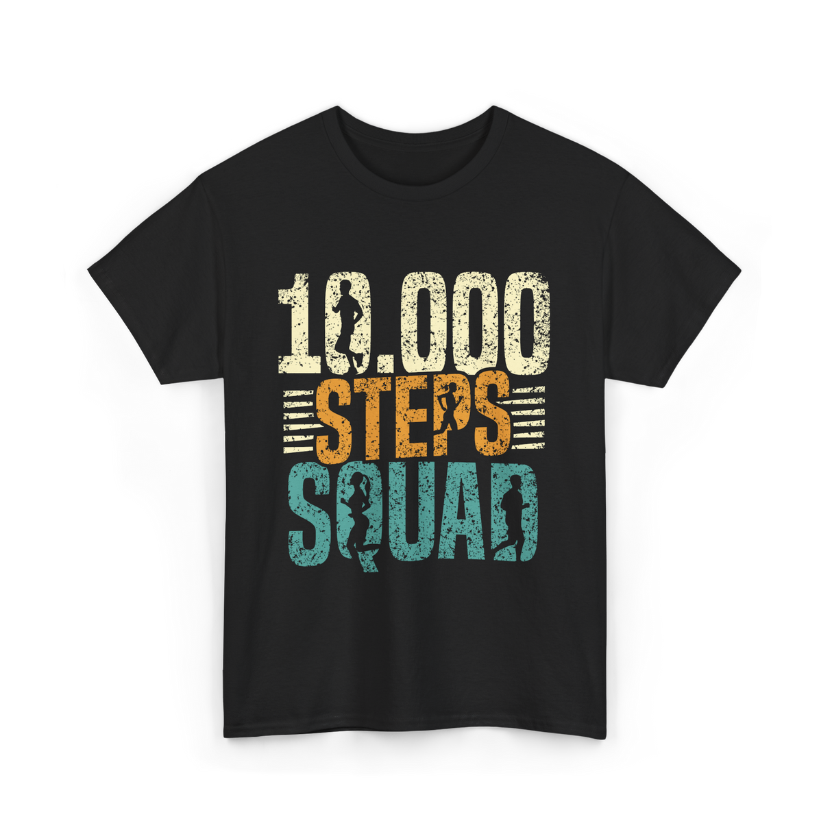 10,000 Steps Squad Exercise Fitness T-Shirt - Black