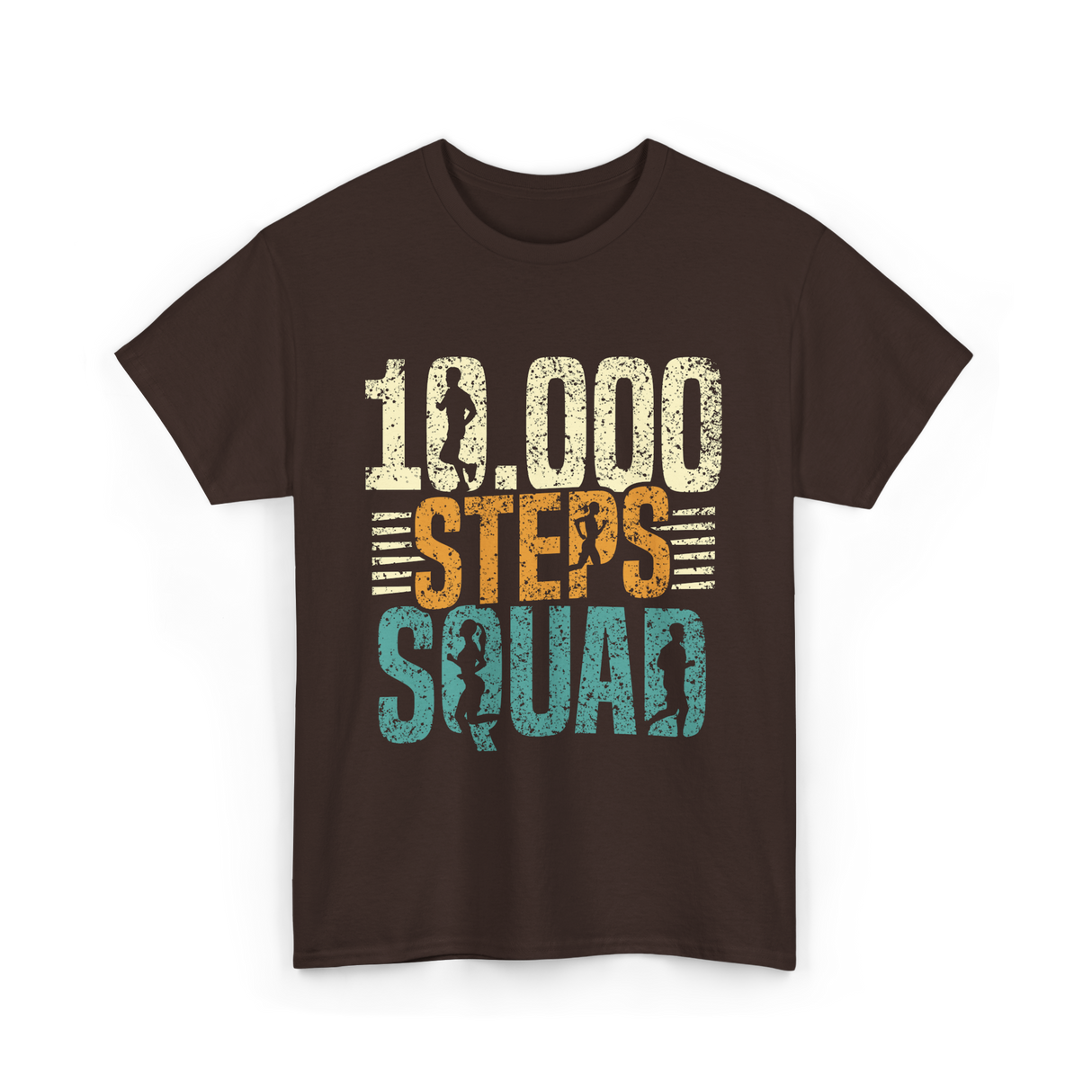 10,000 Steps Squad Exercise Fitness T-Shirt - Dark Chocolate