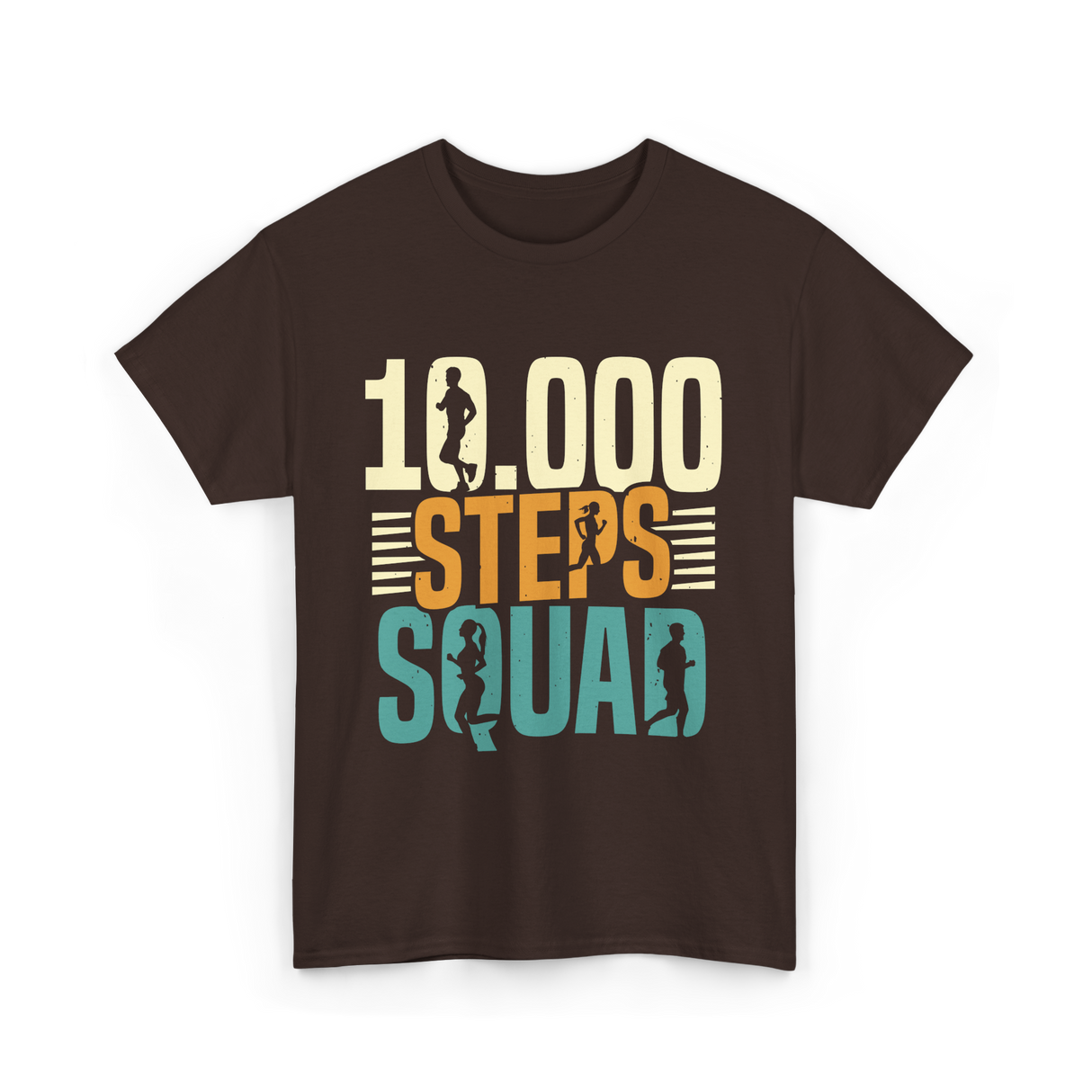 10000 Steps Squad Exercise Fitness T-Shirt - Dark Chocolate