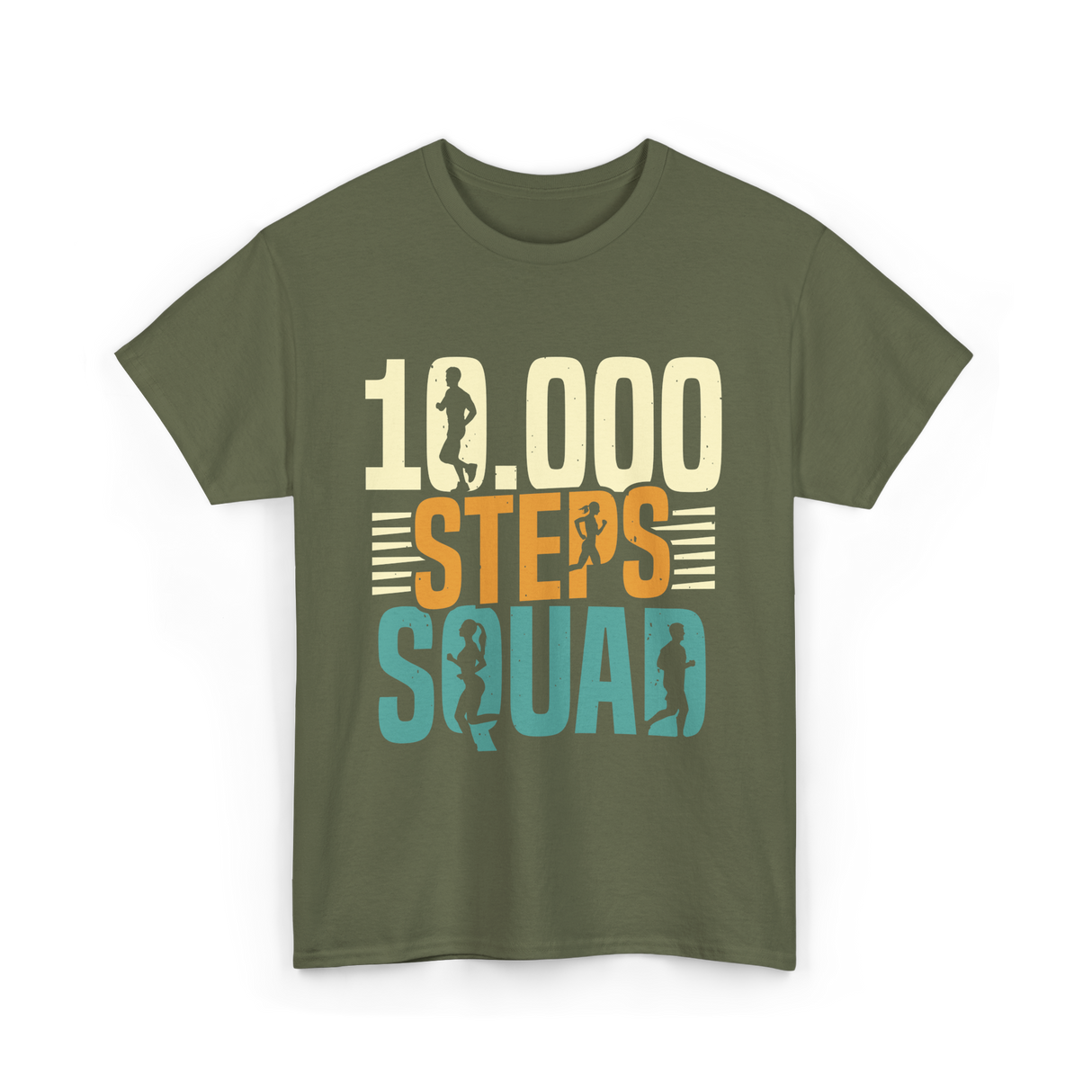 10000 Steps Squad Exercise Fitness T-Shirt - Military Green