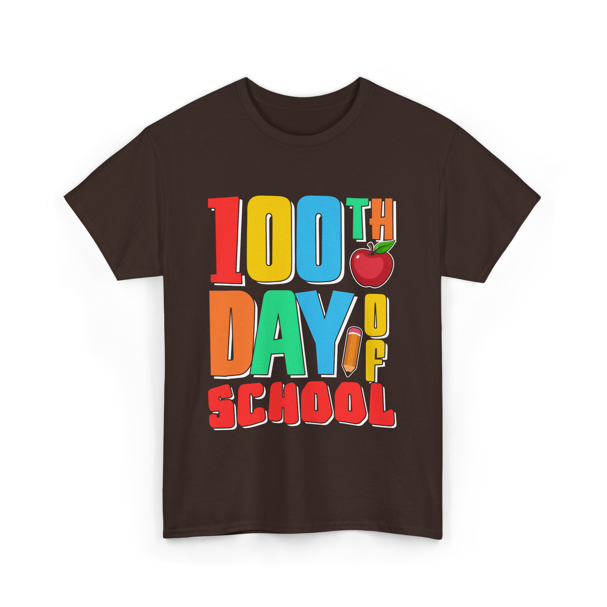 100th Day of School Education Students T-Shirt - Dark Chocolate